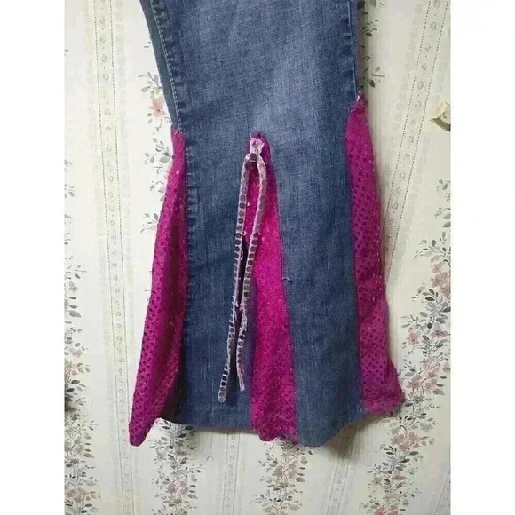 Red Camel Ellie Jeans Bell Bottoms Pink Sparkle Sequins Flare Size 11 - Picture 2 of 11